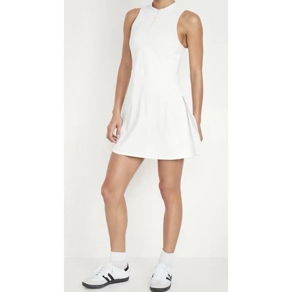 Old Navy PowerSoft Half Zip Sleeveless Athletic Dress Size Large White NWT - Picture 1 of 10